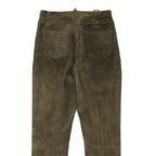 Womens Slim Fit Suede Brown Slim Tapered Trousers W29 L28 Leaf Patch