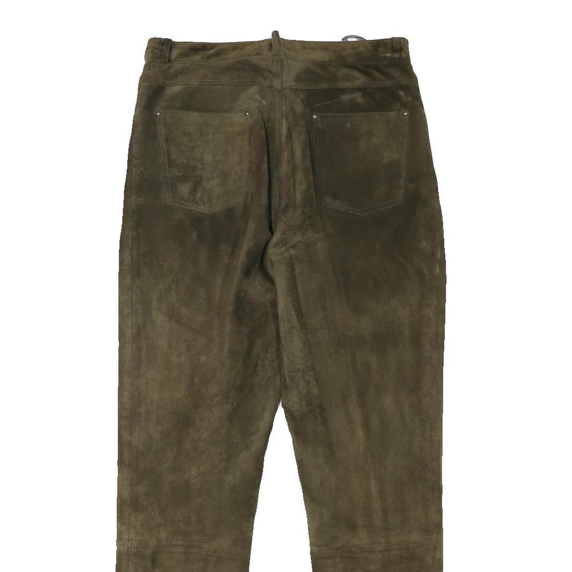 Womens Slim Fit Suede Brown Slim Tapered Trousers W29 L28 Leaf Patch