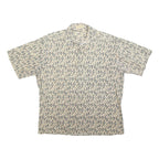 CAMPIA Mens Beige & Grey Abstract Print Shirt L Cotton Blend Summer Casual