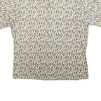 CAMPIA Mens Beige & Grey Abstract Print Shirt L Cotton Blend Summer Casual