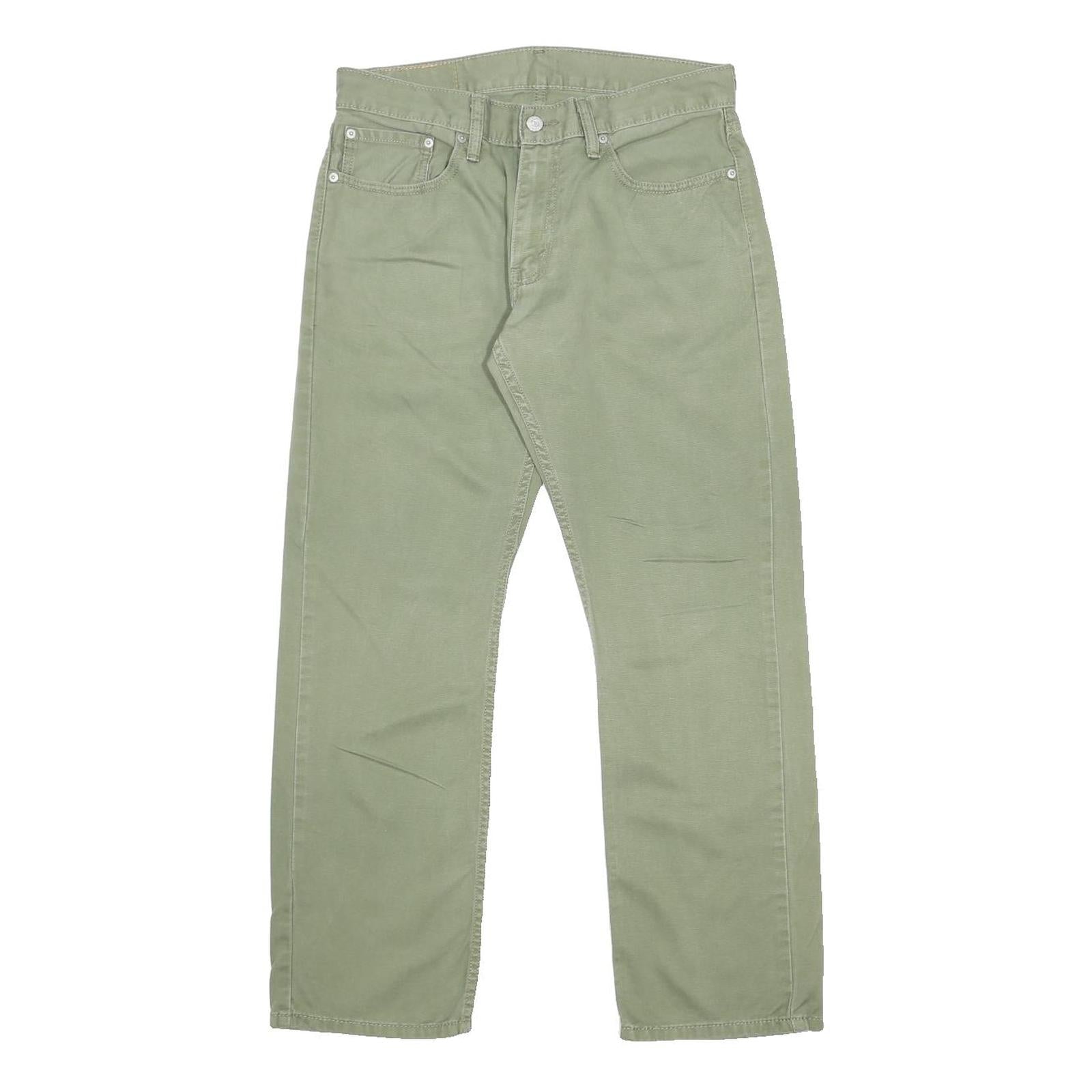 LEVI'S Mens Cotton Slim Green Trousers W32 L30 Casual Zip Closure