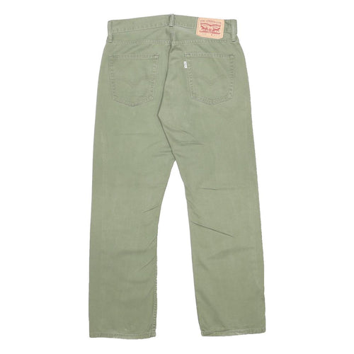 LEVI'S Mens Cotton Slim Green Trousers W32 L30 Casual Zip Closure