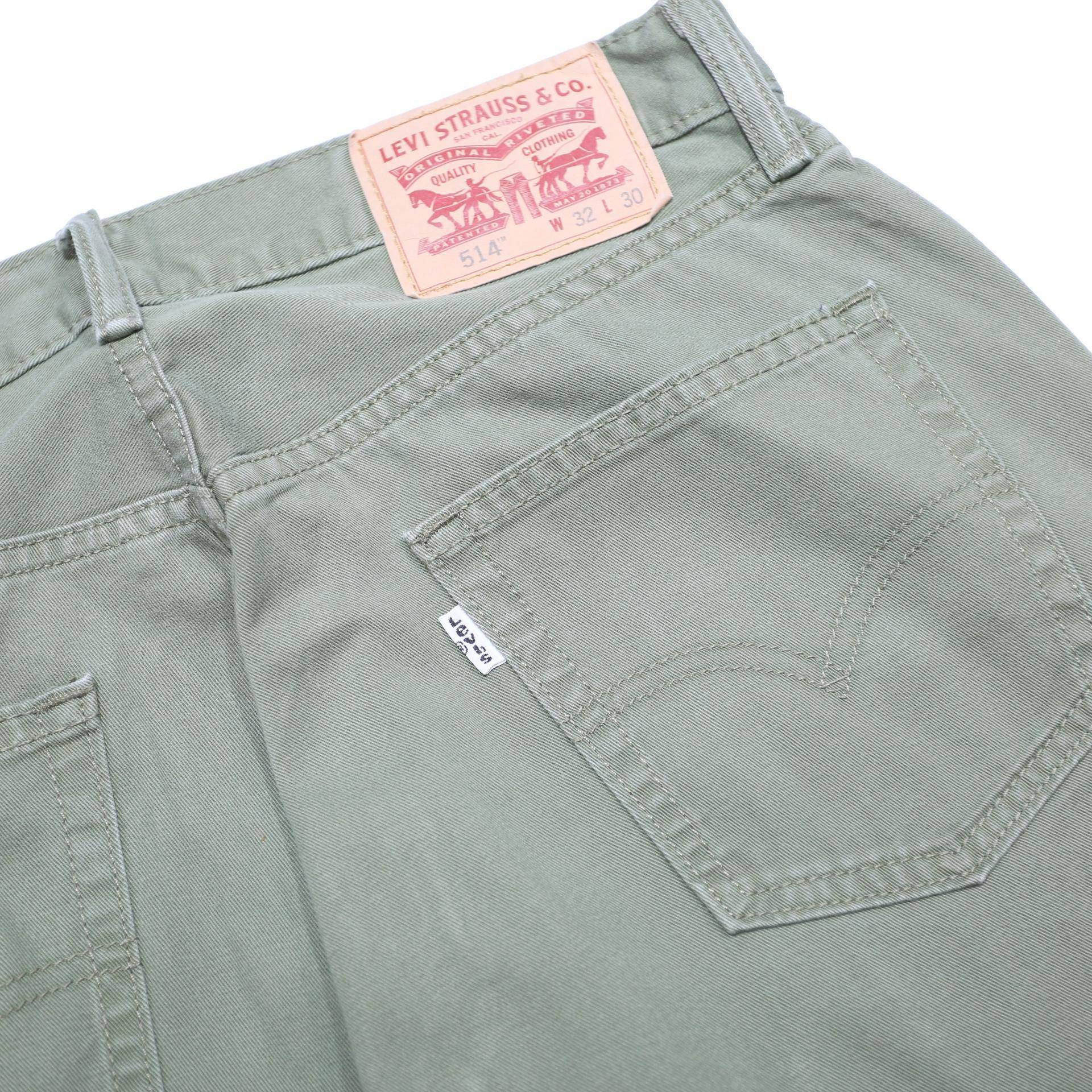 LEVI'S Mens Cotton Slim Green Trousers W32 L30 Casual Zip Closure