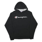 CHAMPION Mens Black Pullover Hoodie M Cotton Blend Classic Logo Hooded