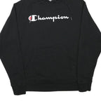 CHAMPION Mens Black Pullover Hoodie M Cotton Blend Classic Logo Hooded