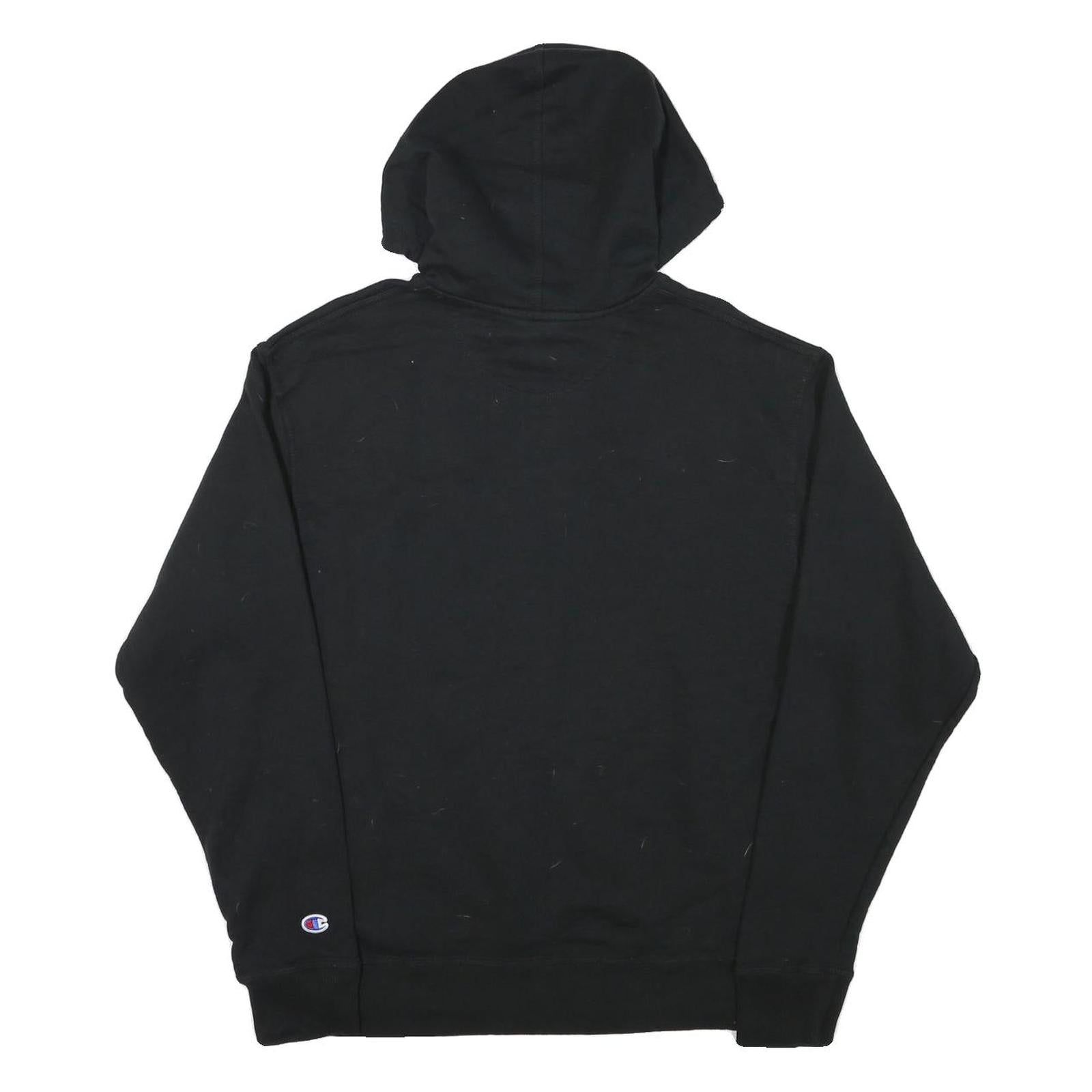 CHAMPION Mens Black Pullover Hoodie M Cotton Blend Classic Logo Hooded