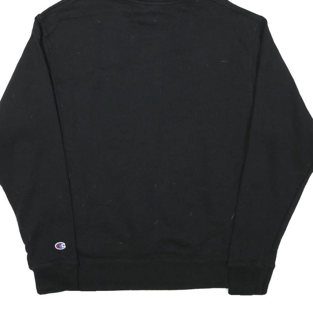 CHAMPION Mens Black Pullover Hoodie M Cotton Blend Classic Logo Hooded