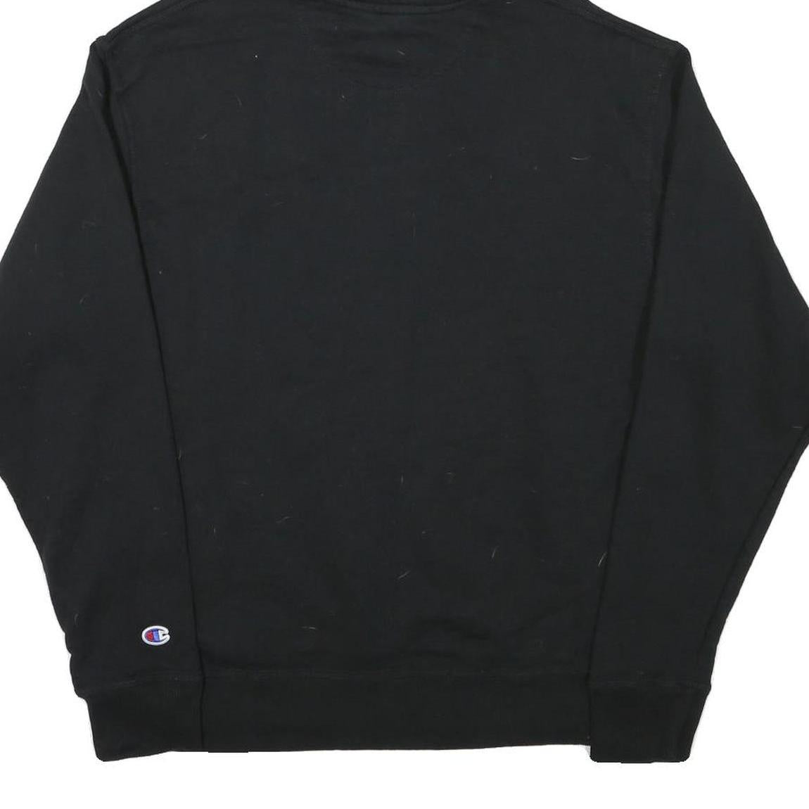 CHAMPION Mens Black Pullover Hoodie M Cotton Blend Classic Logo Hooded
