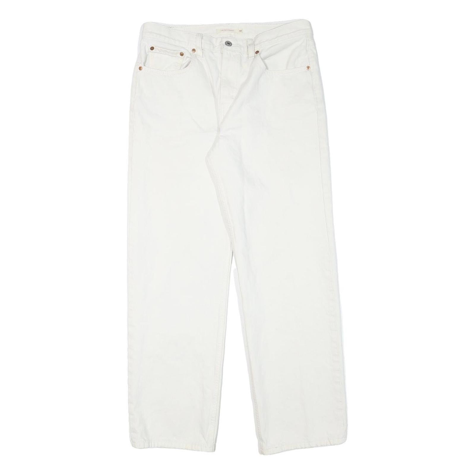 LEVI'S Womens Jeans White Regular Straight Denim W32 L30 Classic Zip Cotton