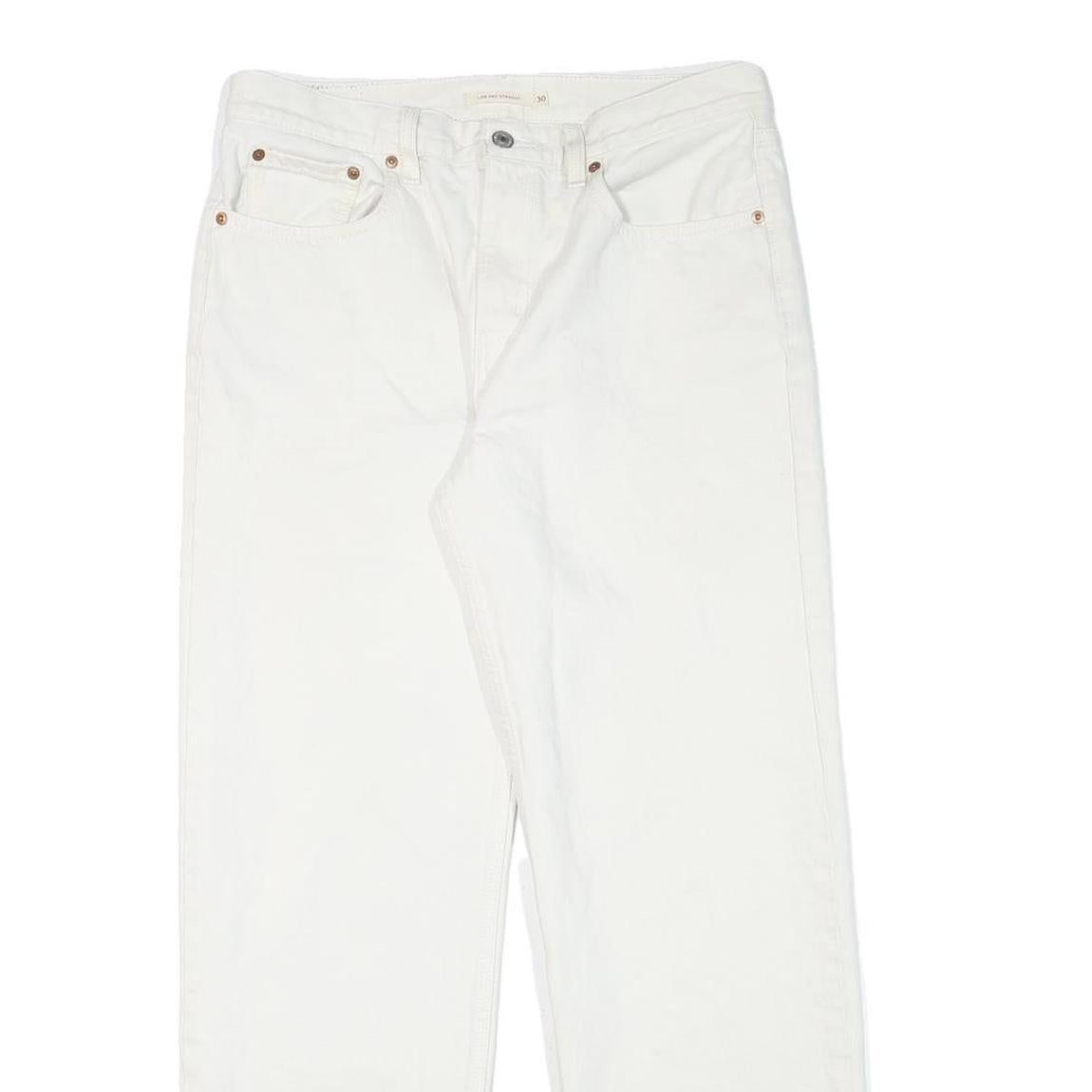 LEVI'S Womens Jeans White Regular Straight Denim W32 L30 Classic Zip Cotton