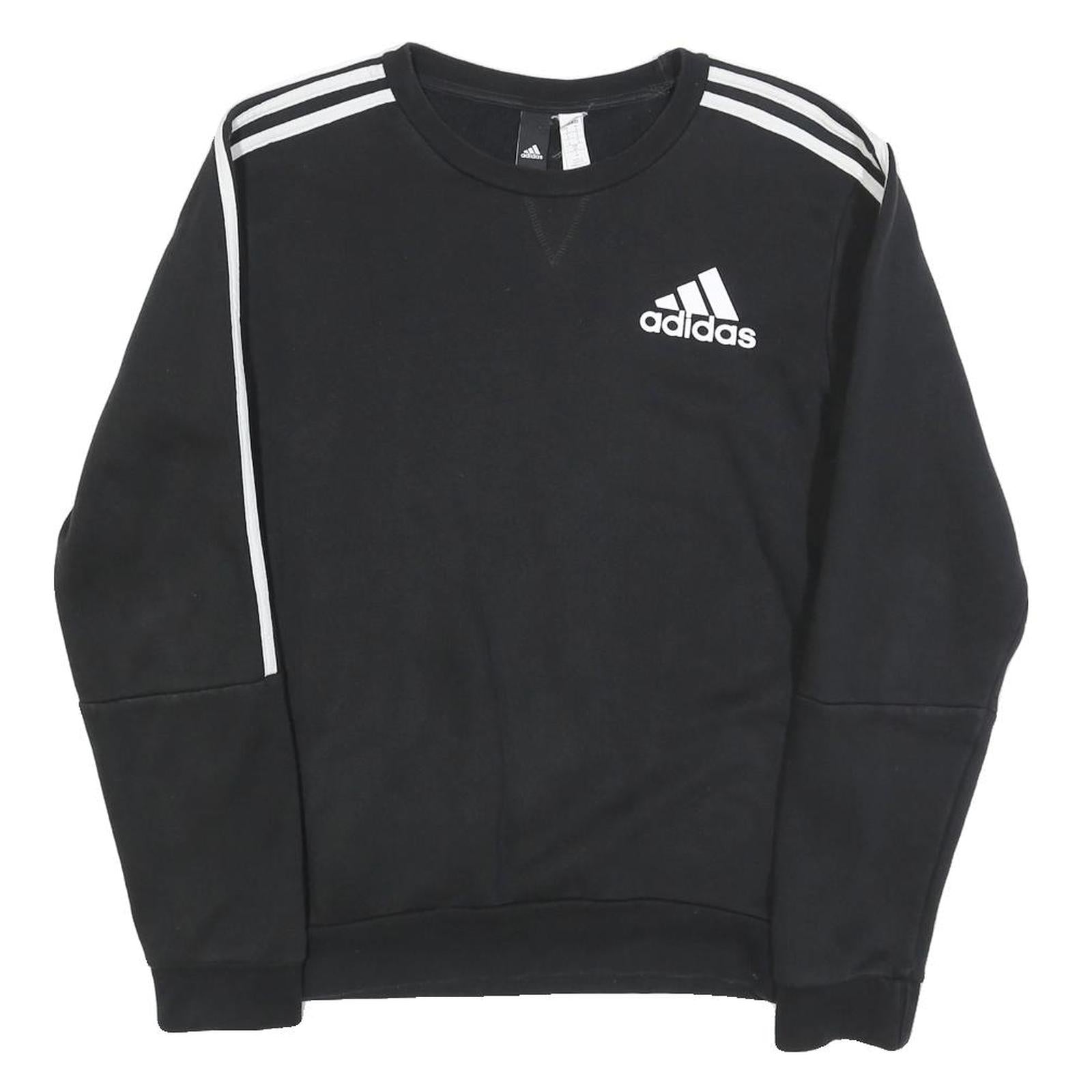 ADIDAS Mens Black Sweatshirt Crew Neck S Cotton Blend Casual Sportswear