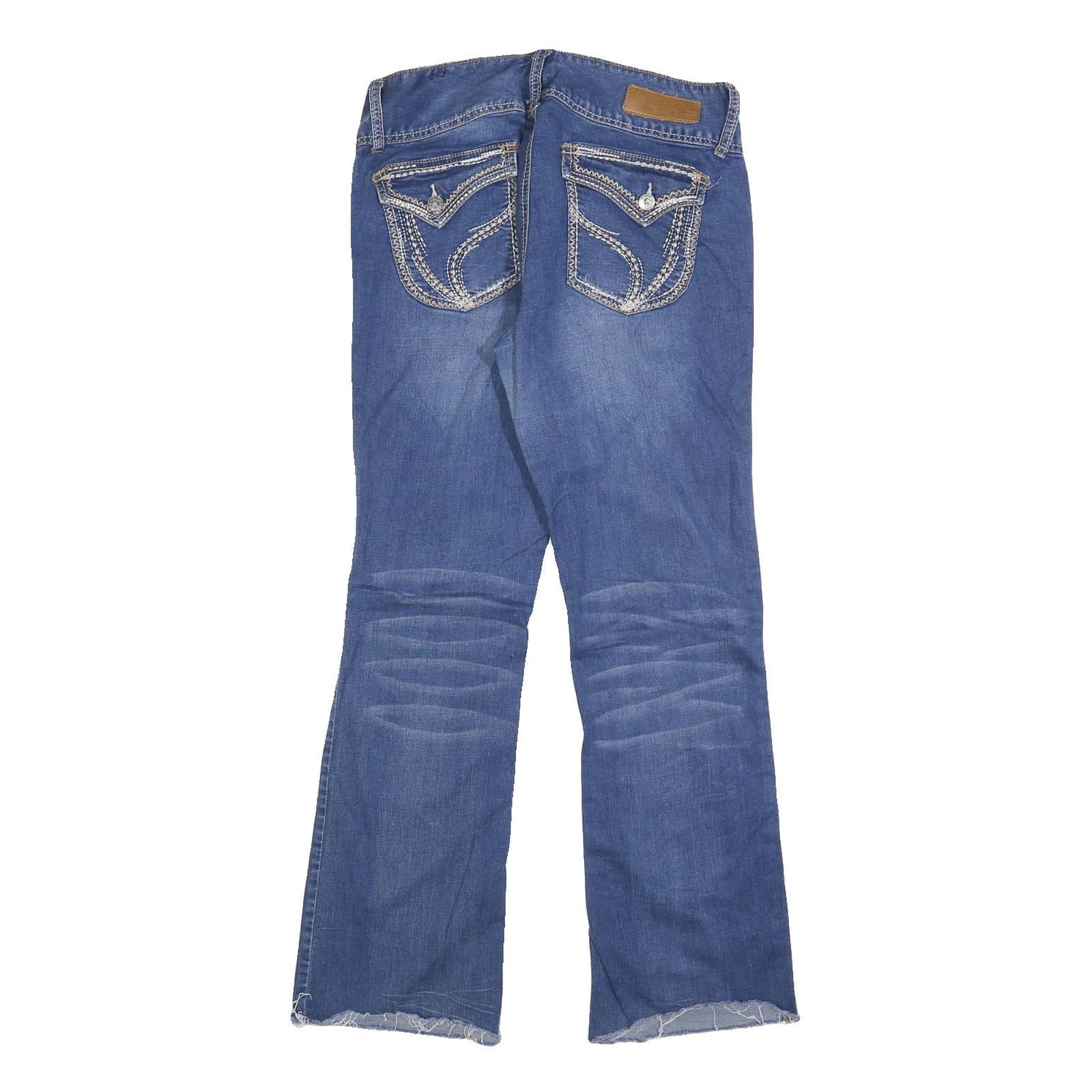 ARYIA Womens Blue Regular Bootcut Denim Light W32 L30 Detailed Stitching Zip