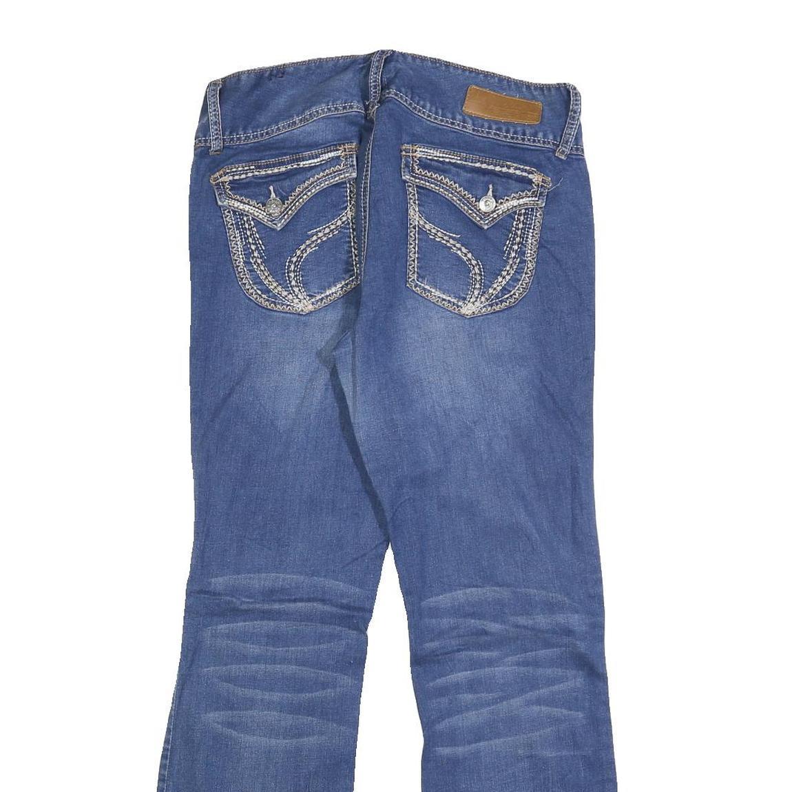 ARYIA Womens Blue Regular Bootcut Denim Light W32 L30 Detailed Stitching Zip