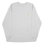 CARHARTT Mens Grey Long Sleeve Crew Neck T-Shirt XL Pocket Cotton Workwear