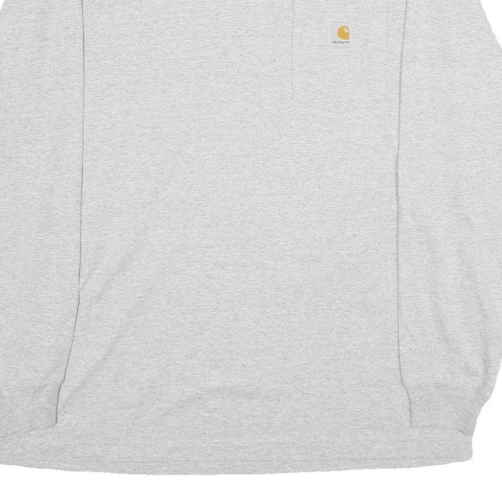 CARHARTT Mens Grey Long Sleeve Crew Neck T-Shirt XL Pocket Cotton Workwear