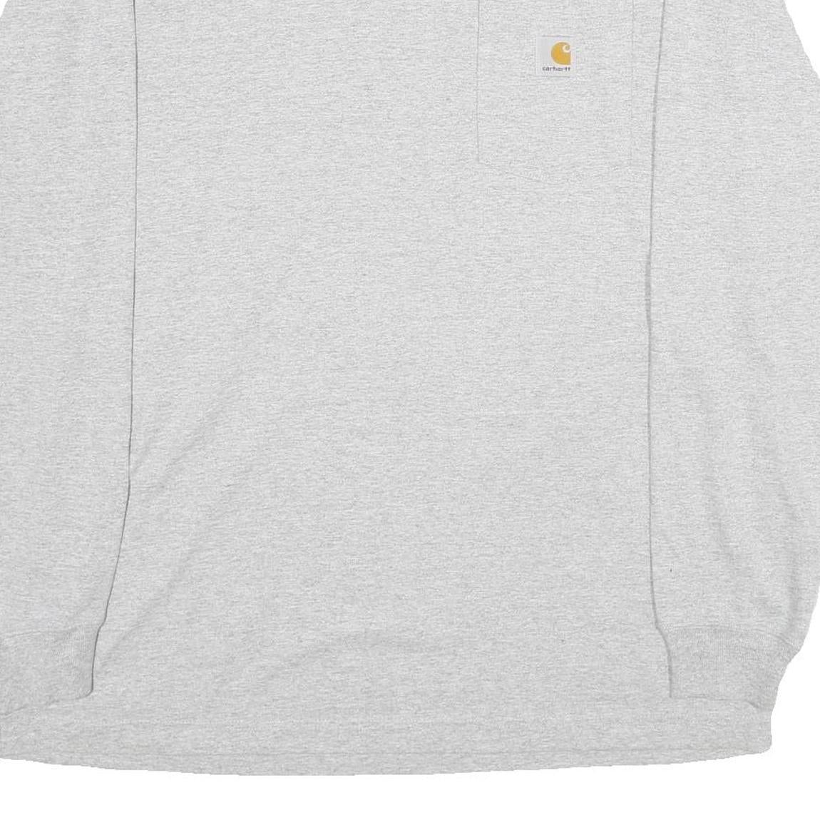 CARHARTT Mens Grey Long Sleeve Crew Neck T-Shirt XL Pocket Cotton Workwear