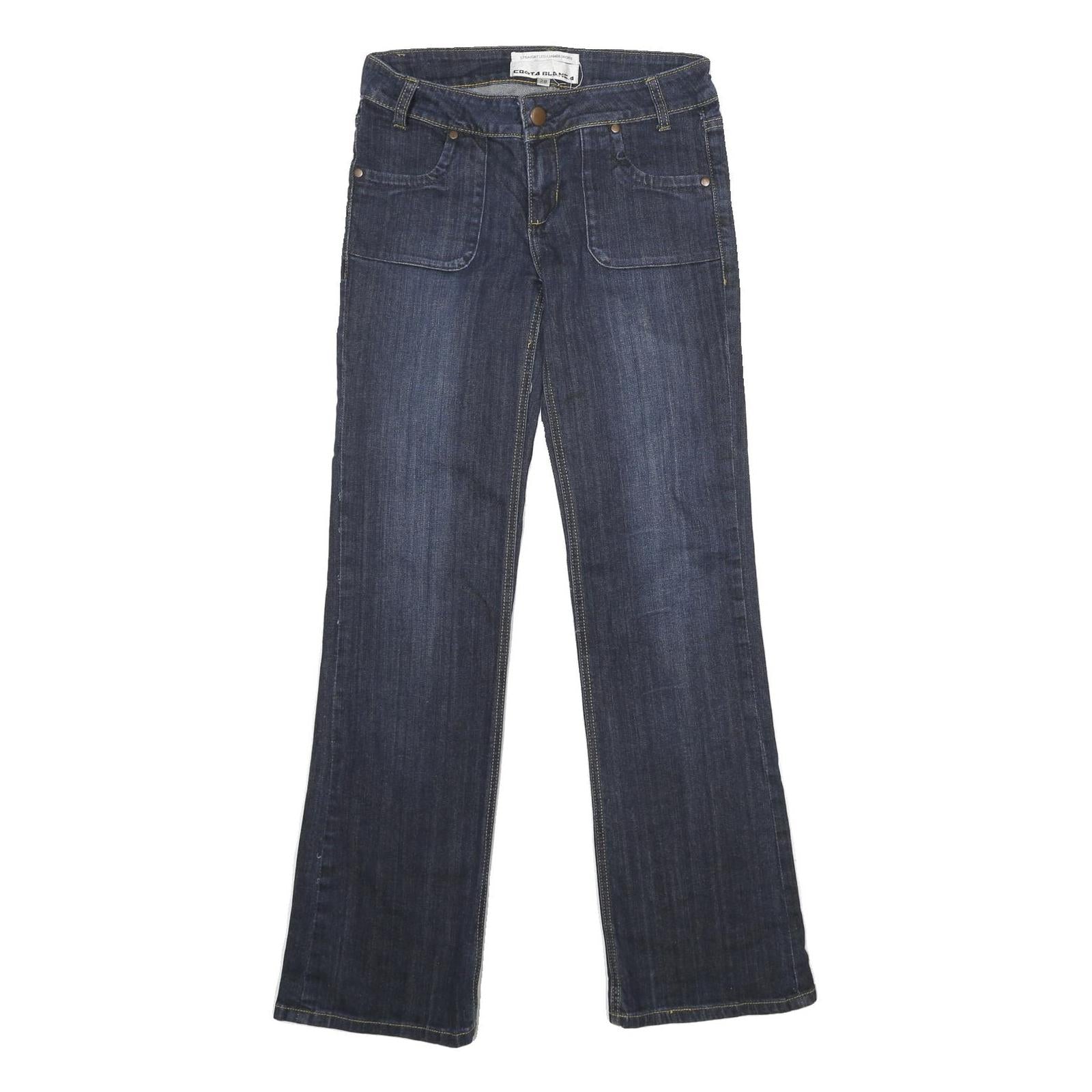 COSA BLANCA Womens Jeans Blue Regular Straight Denim Medium W28 L32 Stylish Zip
