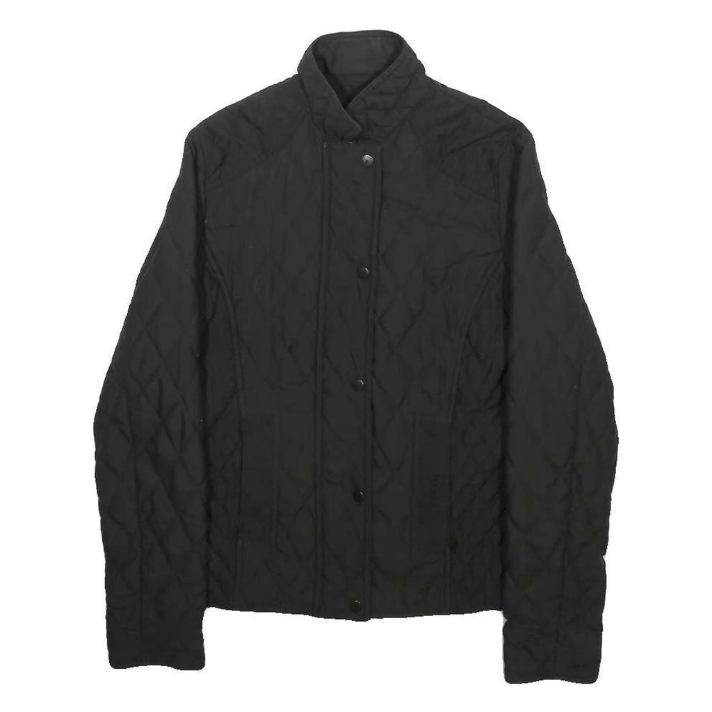 BARBOUR Womens Black Quilted Jacket UK 10 Cotton Blend Zip Stylish Lightweight