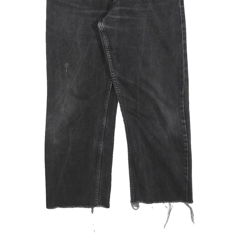 LEVI'S 505 Mens Jeans Black Regular Straight Denim Raw W33 L26 Distressed Hem