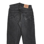 LEVI'S 505 Mens Jeans Black Regular Straight Denim Raw W33 L26 Distressed Hem