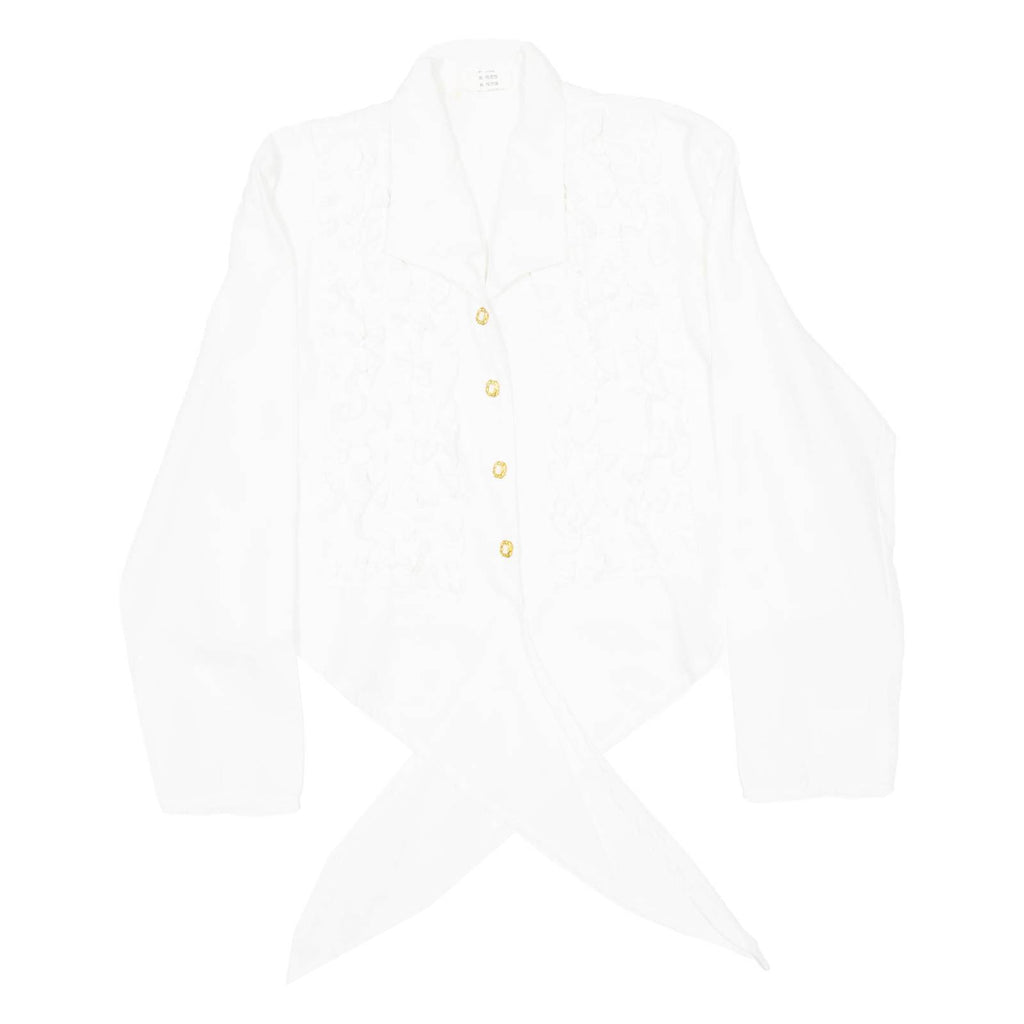 Womens Blouse White Collared Long Sleeve Viscose L