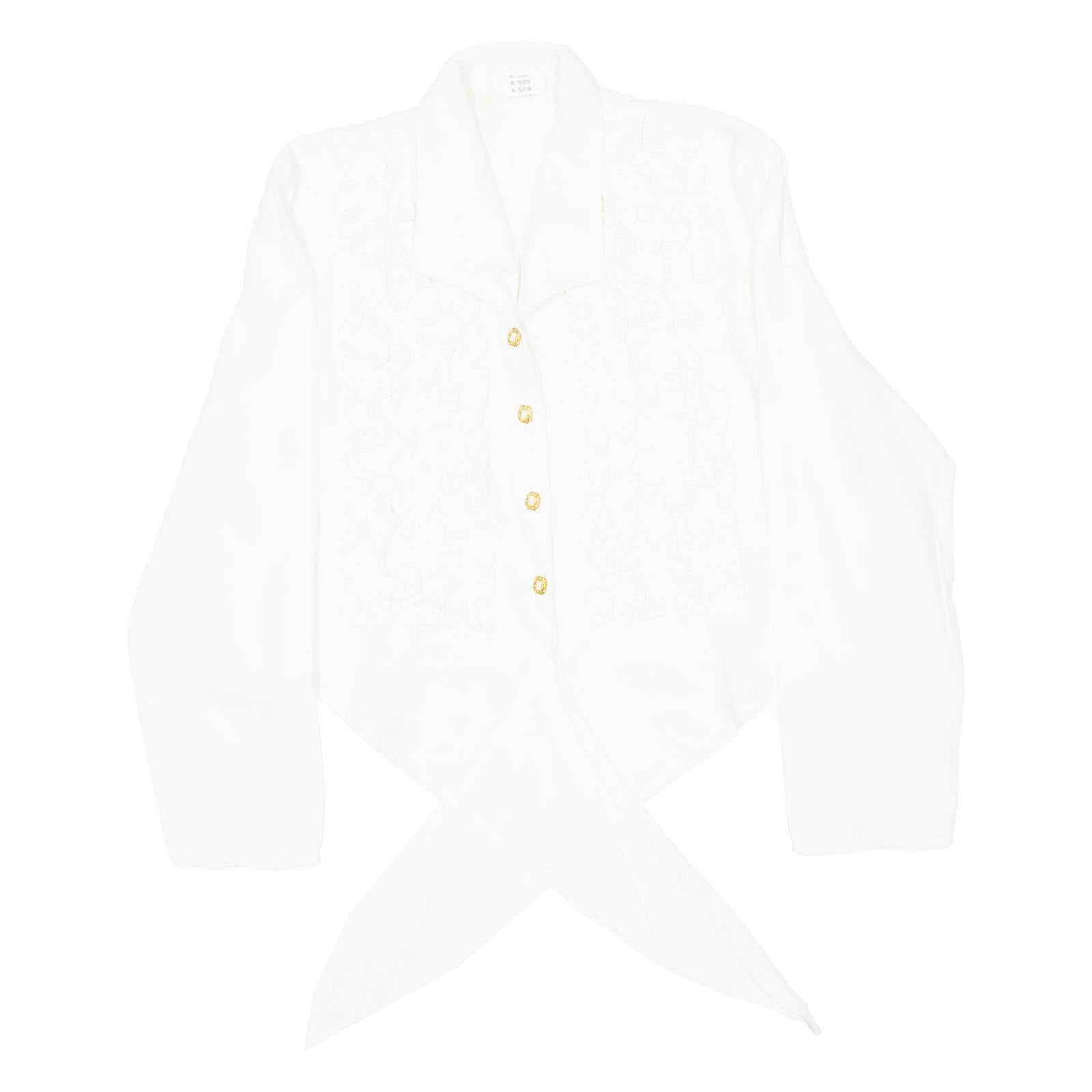 Womens Blouse White Collared Long Sleeve Viscose L