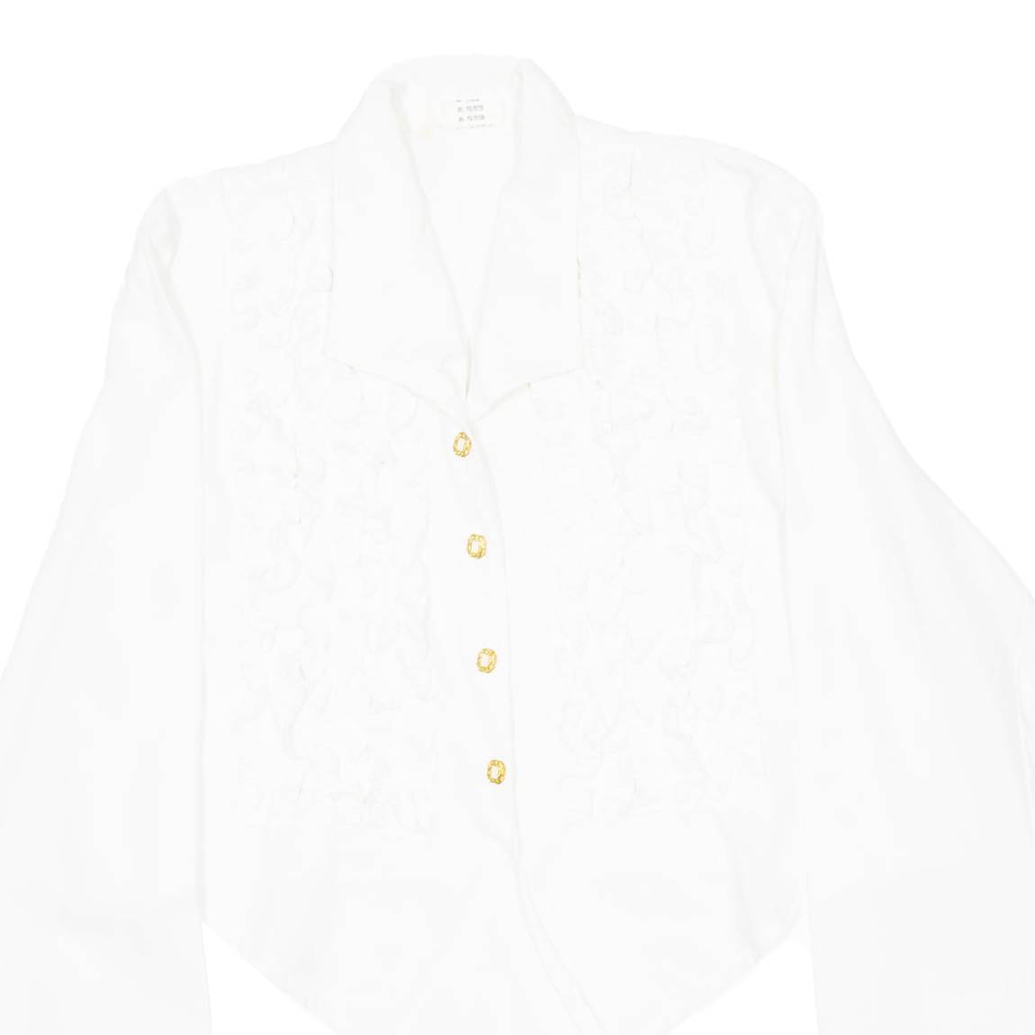 Womens Blouse White Collared Long Sleeve Viscose L