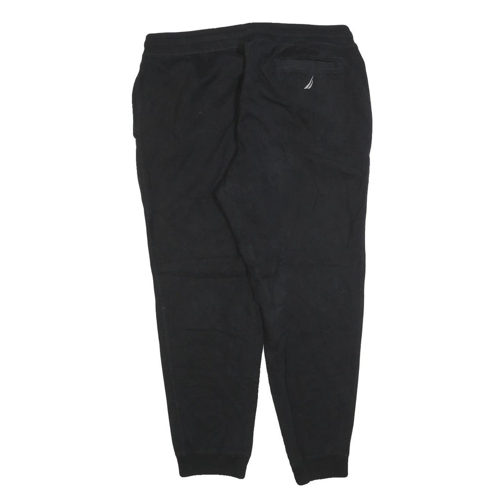 NAUTICA Mens Joggers Black L W34 L27 Cotton Blend Relaxed Tapered Drawstring