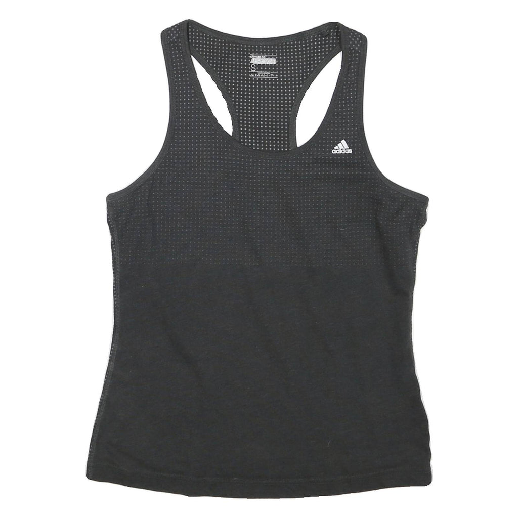 ADIDAS Womens Black Graphic Vest S Sleeveless Crew Neck Climalite Fitness