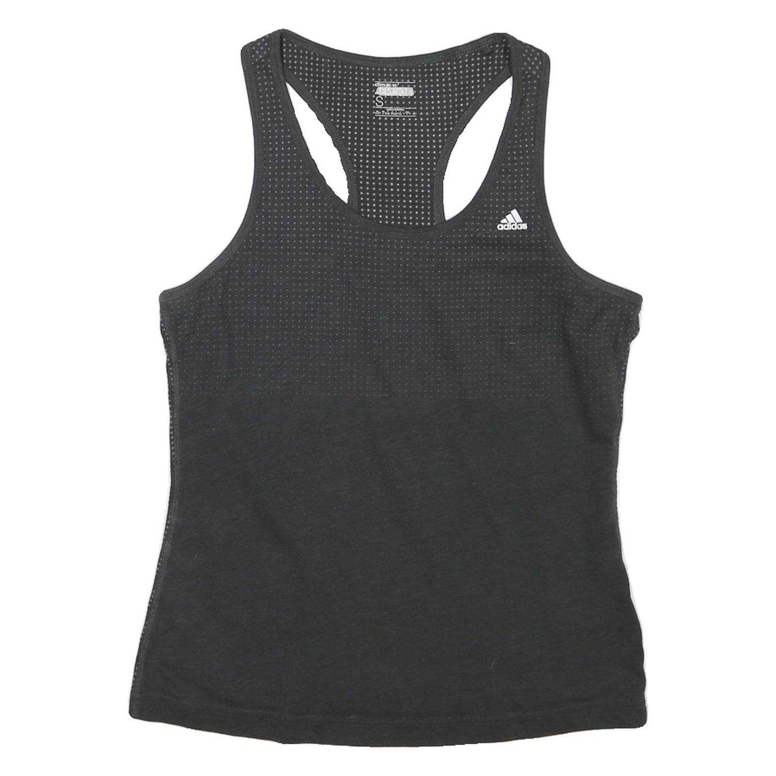 ADIDAS Womens Black Graphic Vest S Sleeveless Crew Neck Climalite Fitness
