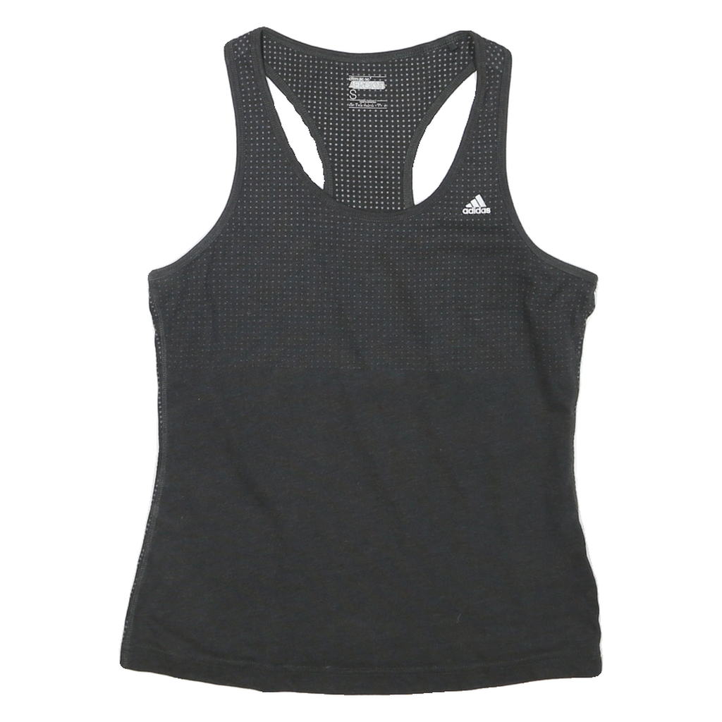 ADIDAS Womens Black Graphic Vest S Sleeveless Crew Neck Climalite Fitness