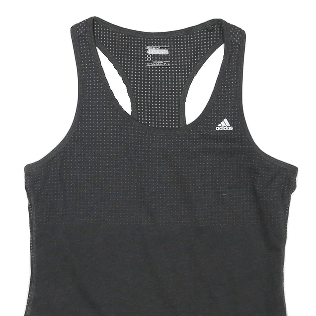 ADIDAS Womens Black Graphic Vest S Sleeveless Crew Neck Climalite Fitness
