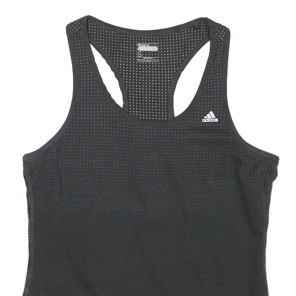 ADIDAS Womens Black Graphic Vest S Sleeveless Crew Neck Climalite Fitness