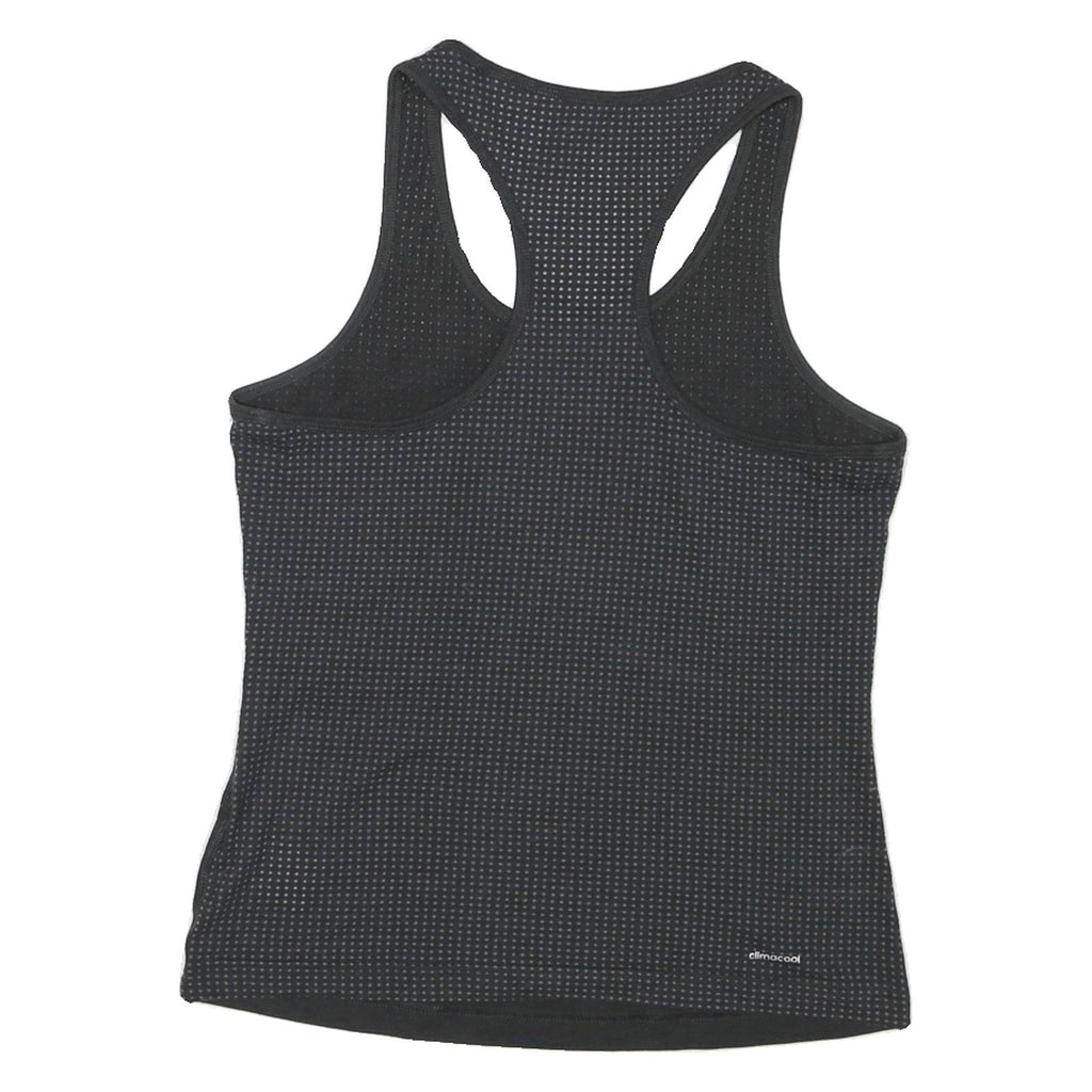 ADIDAS Womens Black Graphic Vest S Sleeveless Crew Neck Climalite Fitness