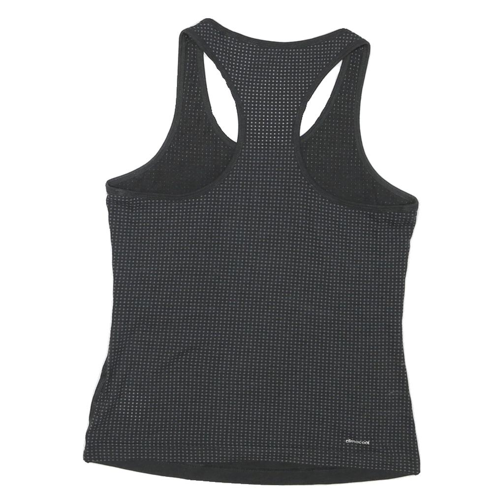 ADIDAS Womens Black Graphic Vest S Sleeveless Crew Neck Climalite Fitness