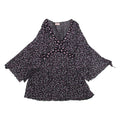 LIGNE MATERNITE Womens Blouse Top Black Long Sleeve Crazy Pattern XXS
