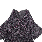 LIGNE MATERNITE Womens Blouse Top Black Long Sleeve Crazy Pattern XXS