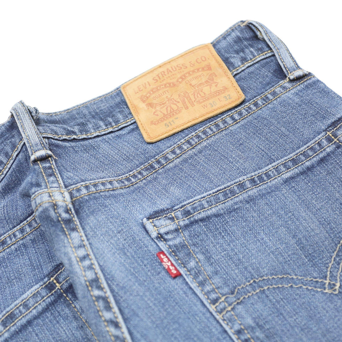 LEVI'S 511 Slim Mens Jeans Blue Slim Straight Denim Medium W30 L25 Classic Zip