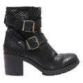 FAOMAMA Ankle Boots Black Leather Womens UK 5