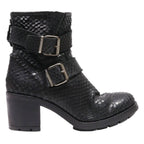 FAOMAMA Ankle Boots Black Leather Womens UK 5
