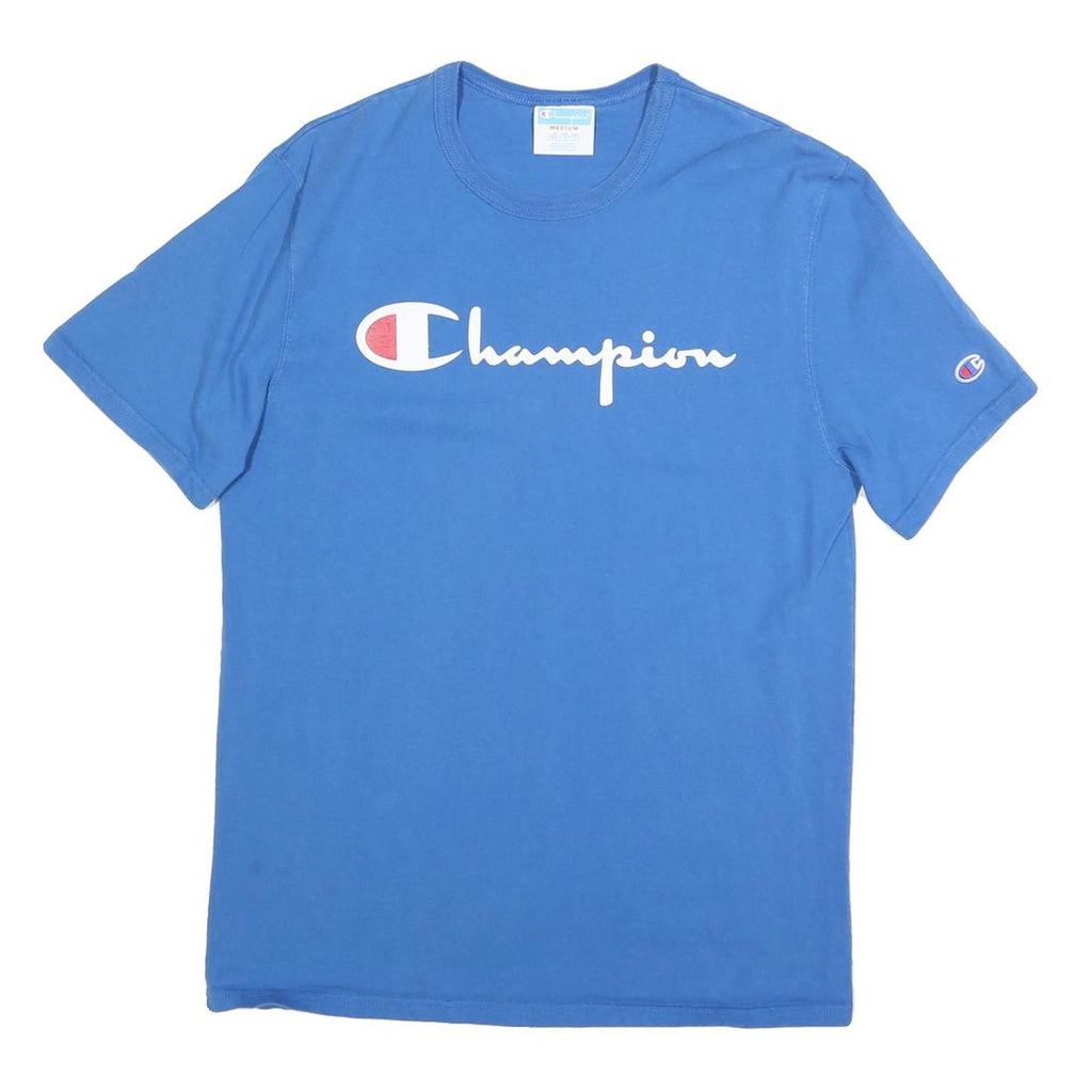 CHAMPION Mens Blue Graphic T-Shirt M Short Sleeve Crew Neck Casual