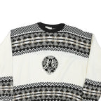 PORTO BELLO Womens Black & White Patterned Wool Jumper Crew Neck Cable Knit S