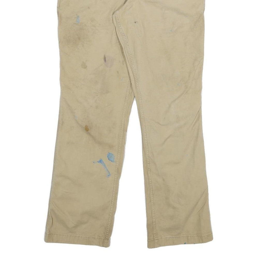 CARHARTT Mens Cotton Blend Beige Relaxed Straight Trousers W32 L32 Workwear Zip