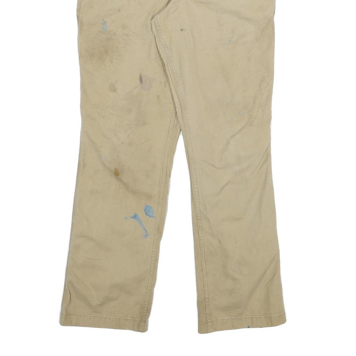 CARHARTT Mens Cotton Blend Beige Relaxed Straight Trousers W32 L32 Workwear Zip