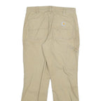 CARHARTT Mens Cotton Blend Beige Relaxed Straight Trousers W32 L32 Workwear Zip
