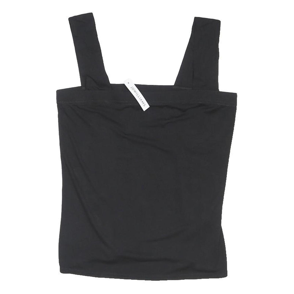 JD WILLIAMS Womens Black Cotton Blend Cropped Top Sleeveless Square Neck UK 12