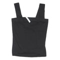 JD WILLIAMS Womens Black Cotton Blend Cropped Top Sleeveless Square Neck UK 12