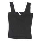 JD WILLIAMS Womens Black Cotton Blend Cropped Top Sleeveless Square Neck UK 12