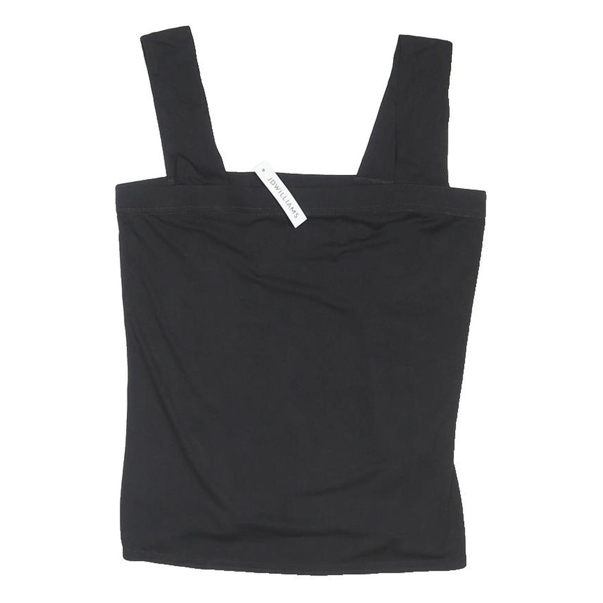 JD WILLIAMS Womens Black Cotton Blend Cropped Top Sleeveless Square Neck UK 12