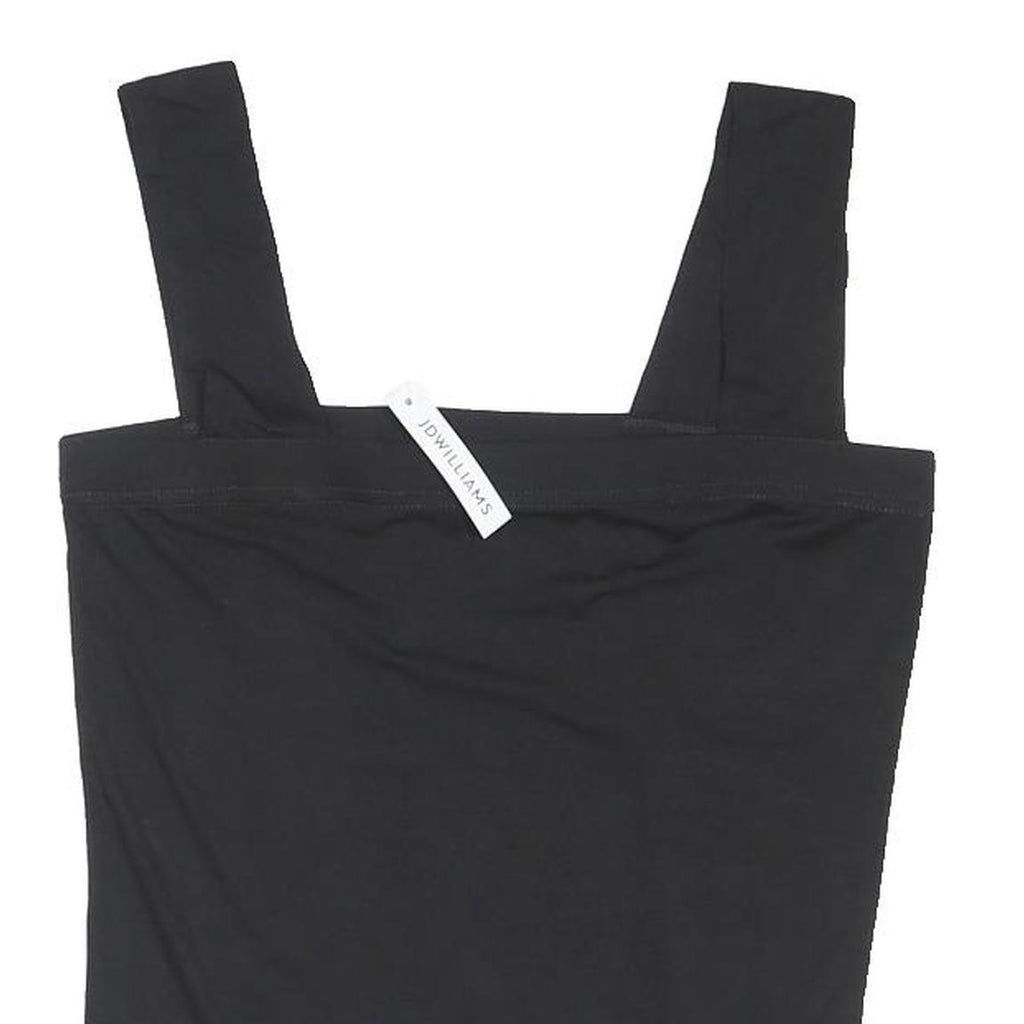 JD WILLIAMS Womens Black Cotton Blend Cropped Top Sleeveless Square Neck UK 12